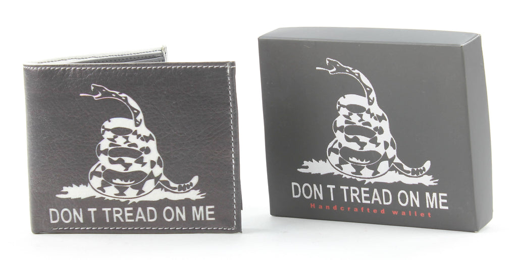 Leather Impressions Inc - Don't Tread on Me Snake Vegan Bi-Fold Wallet # VL 529