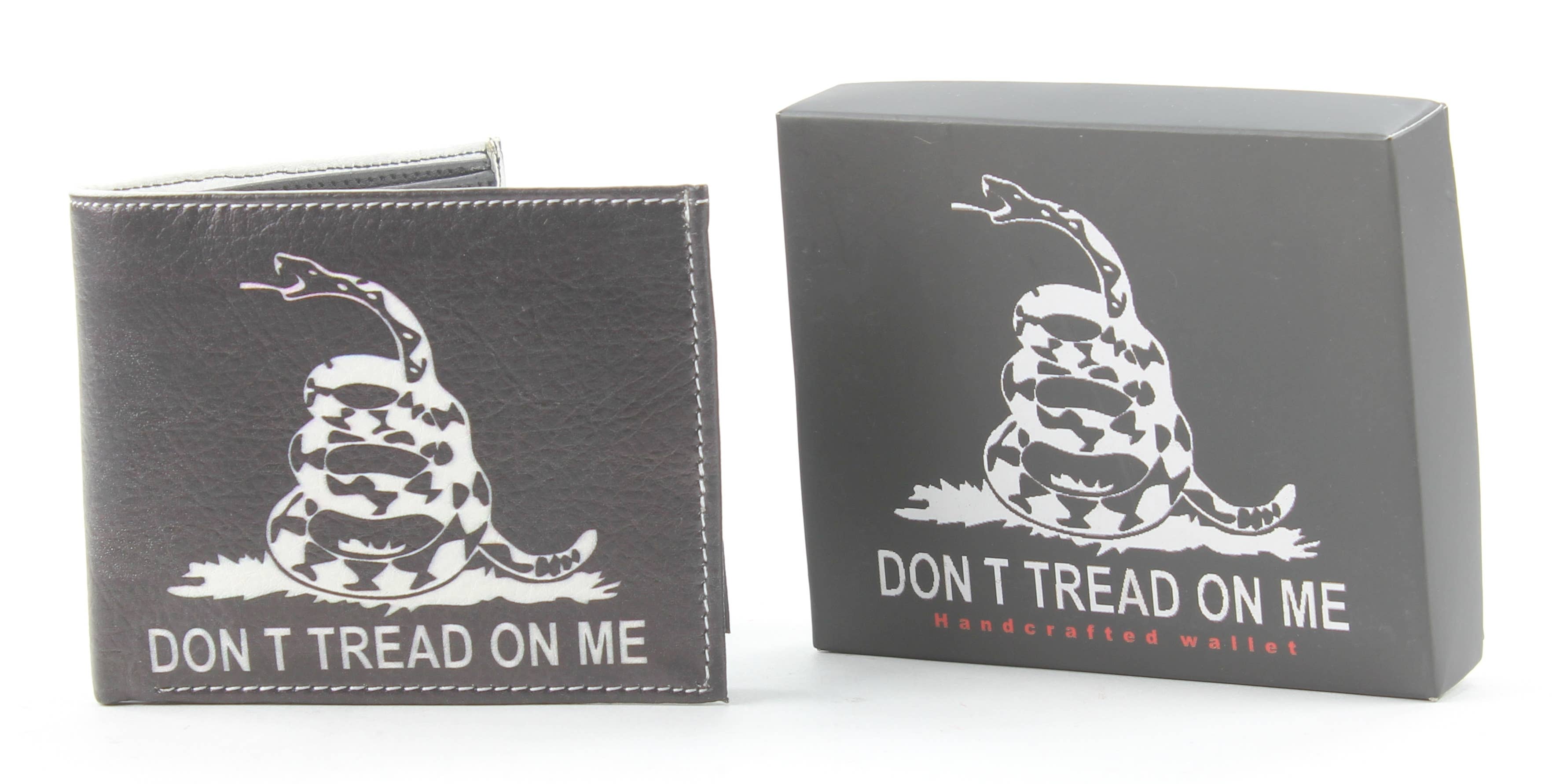 Leather Impressions Inc - Don't Tread on Me Snake Vegan Bi-Fold Wallet # VL 529