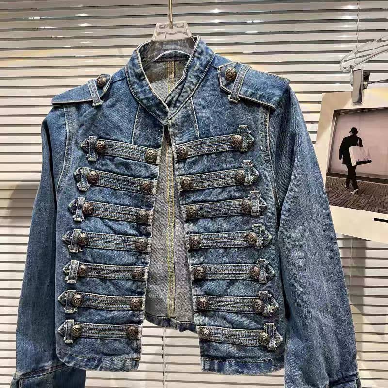 Productseeker - JK99Y Retro Black Washed Denim Straight Shoulder Short Jacke