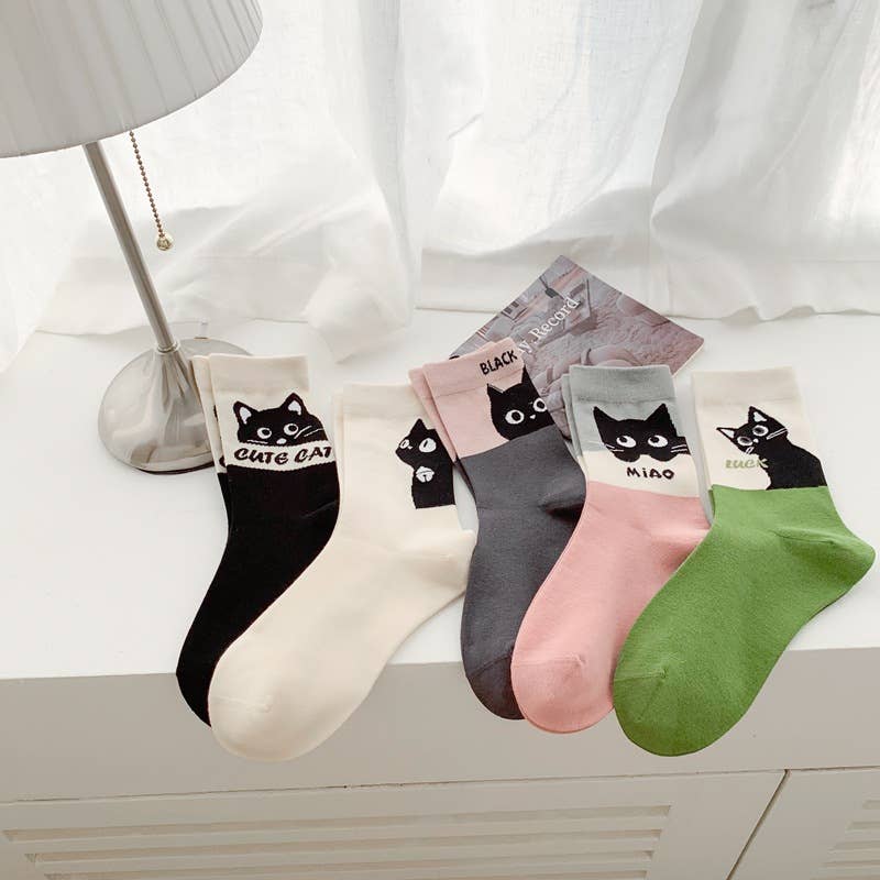 Cute Cat Expression Pattern Socks