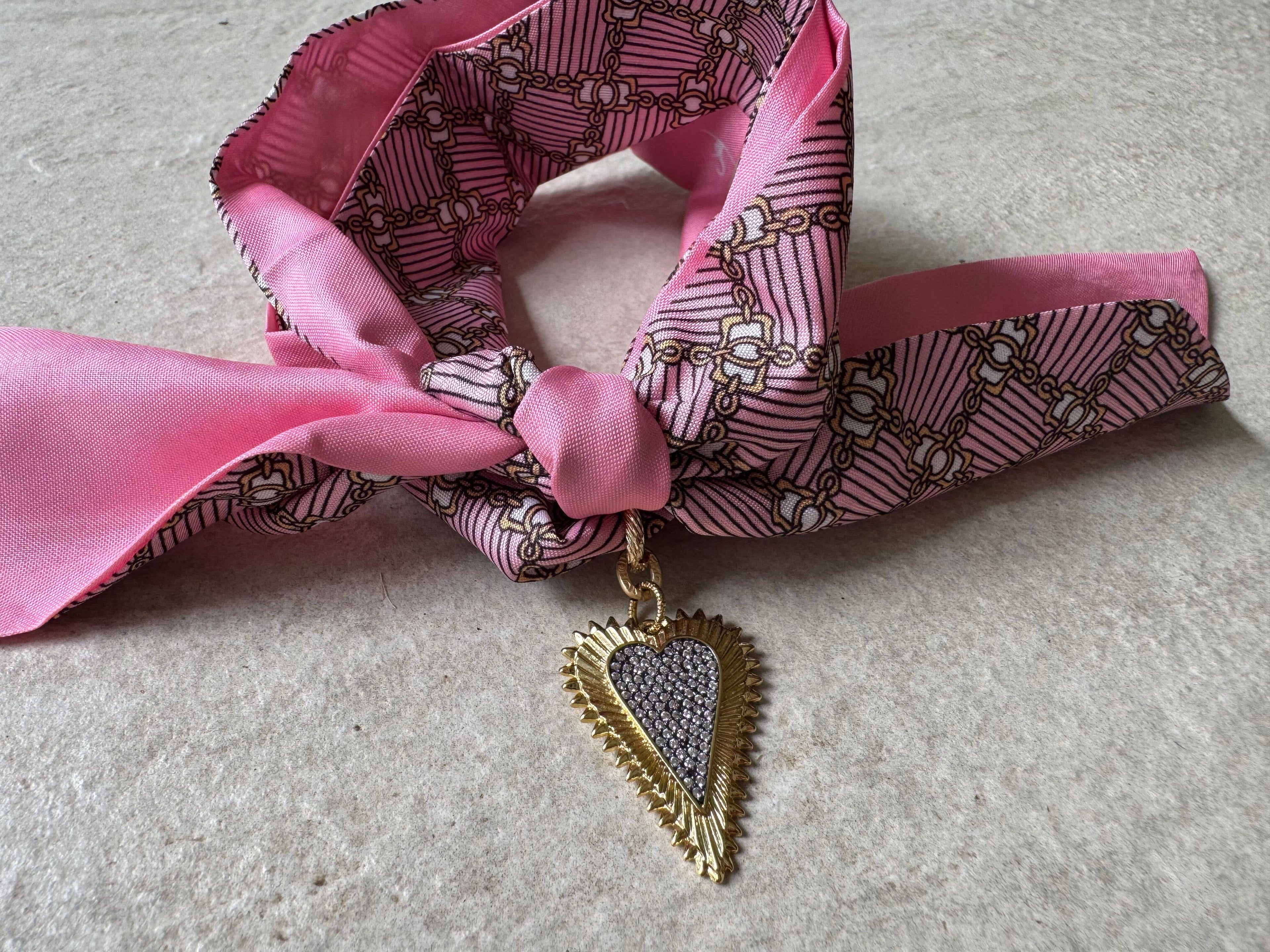 Loulu Designs - Golden Edge Heart Scarf Necklace