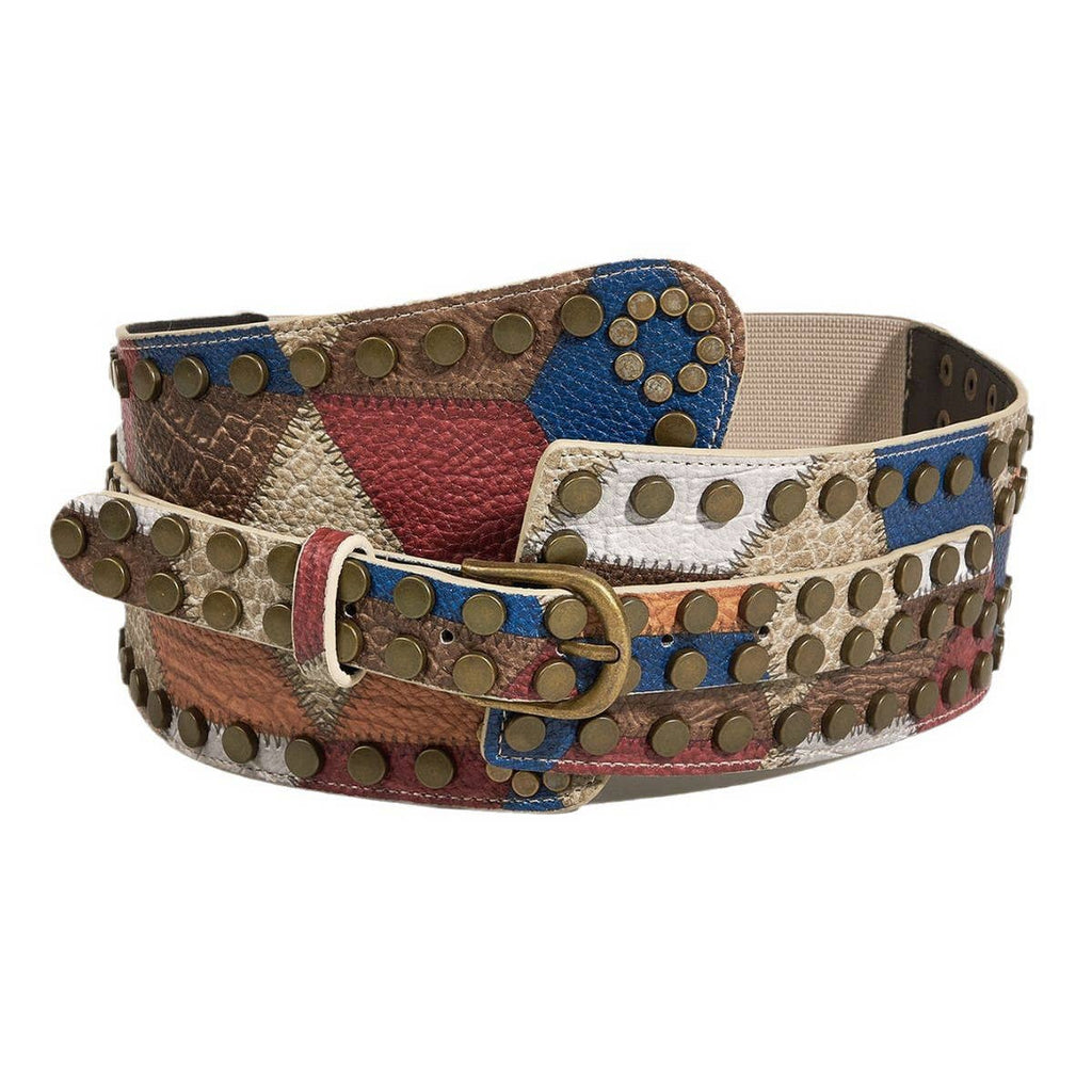 ACCITY - BRONZE NAIL METAL BUCKLE ELASTIC GIRDLE BELT_CWABE0274