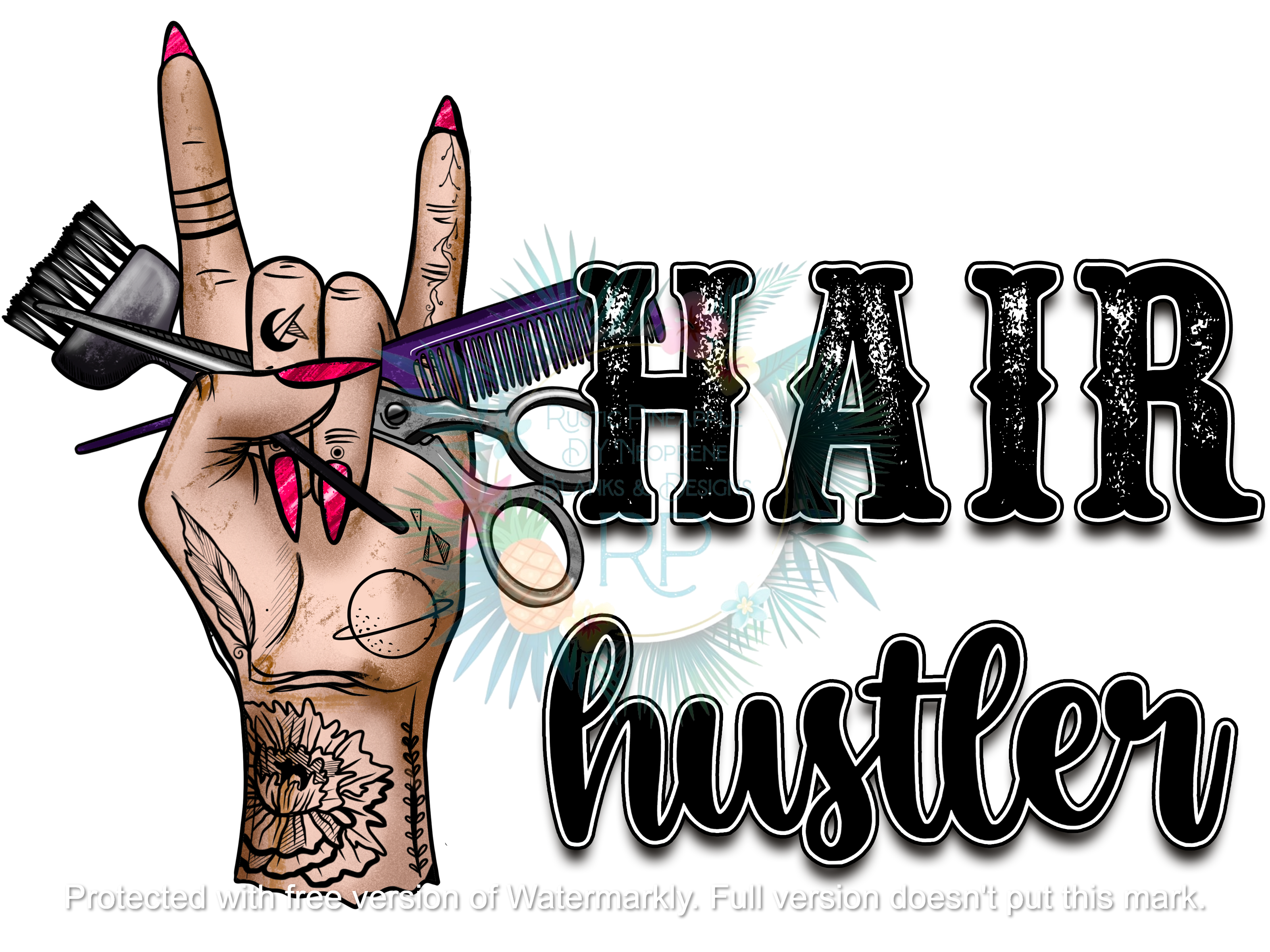 Rustic Pineapple - Hair Hustler T-Shirt Transfer