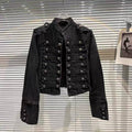Productseeker - JK99Y Retro Black Washed Denim Straight Shoulder Short Jacke