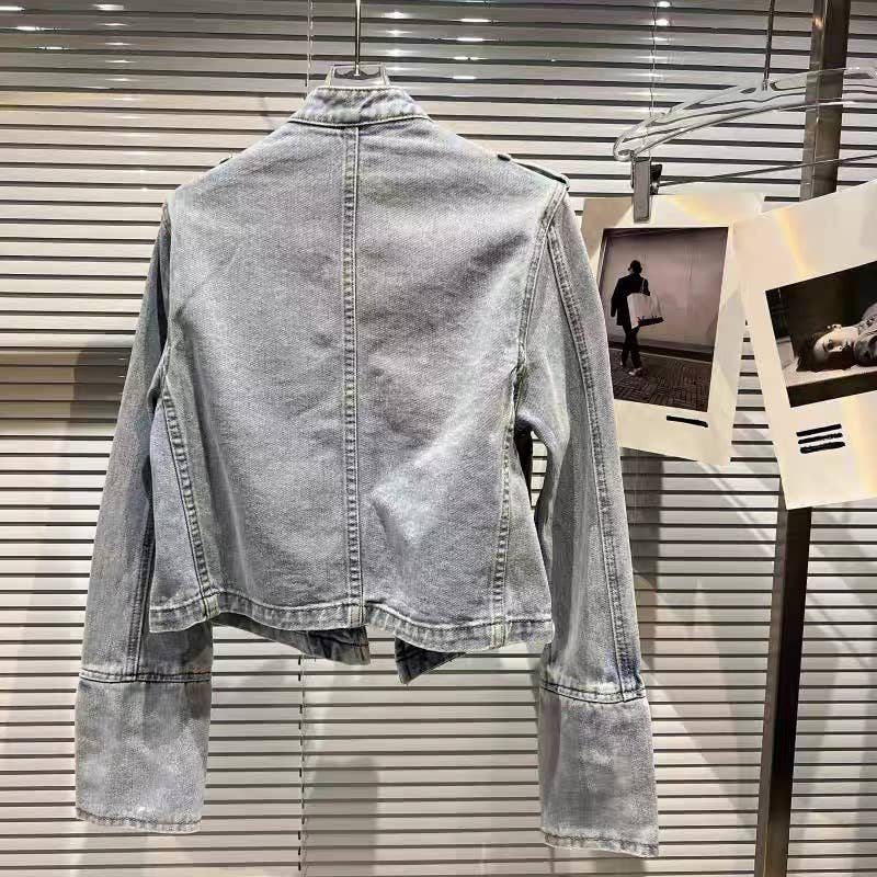Productseeker - JK99Y Retro Black Washed Denim Straight Shoulder Short Jacke