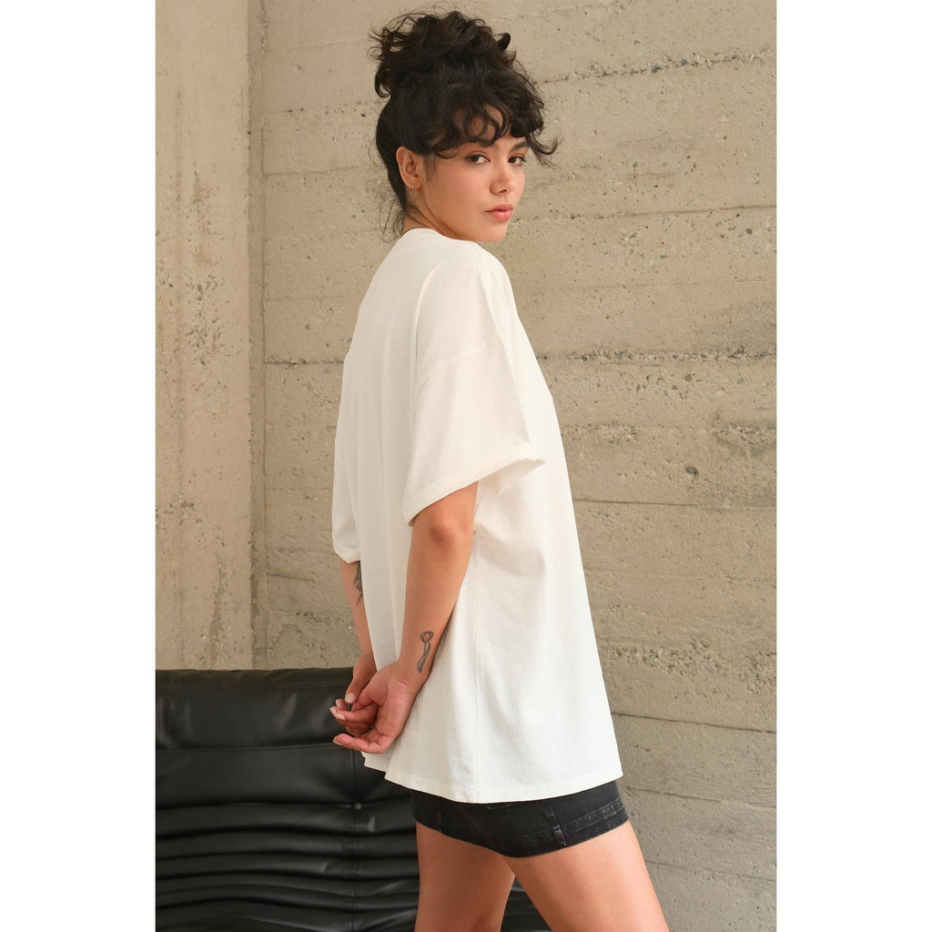 HYFVE - DZ24E437-OVERSIZED DISTRESSED COTTON T-SHIRT