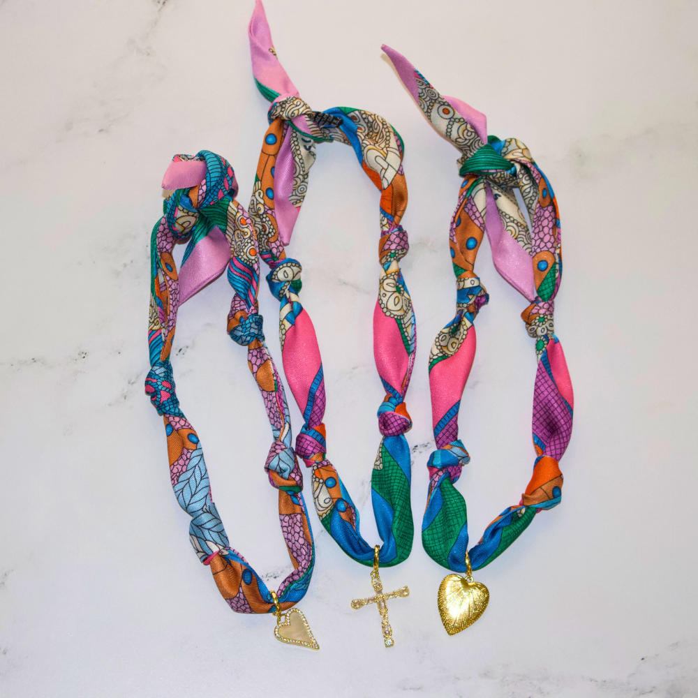 Scarf Necklace Multi Color Pattern