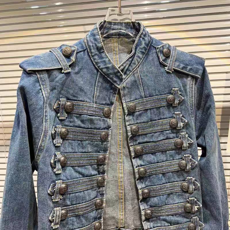 Productseeker - JK99Y Retro Black Washed Denim Straight Shoulder Short Jacke