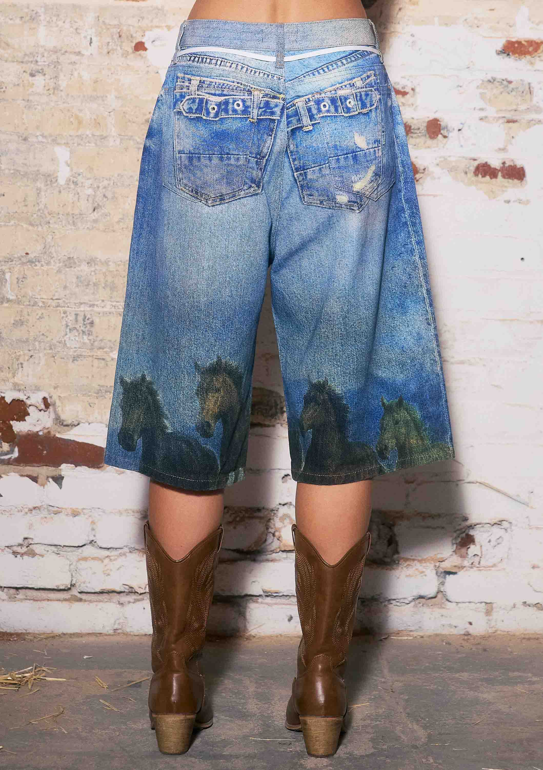 Vibrant M.i.U - Digital Horse Print Jorts