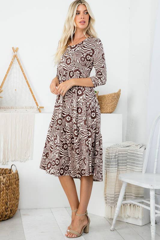 Rose Mellow Fashion - Tiered Midi Dress