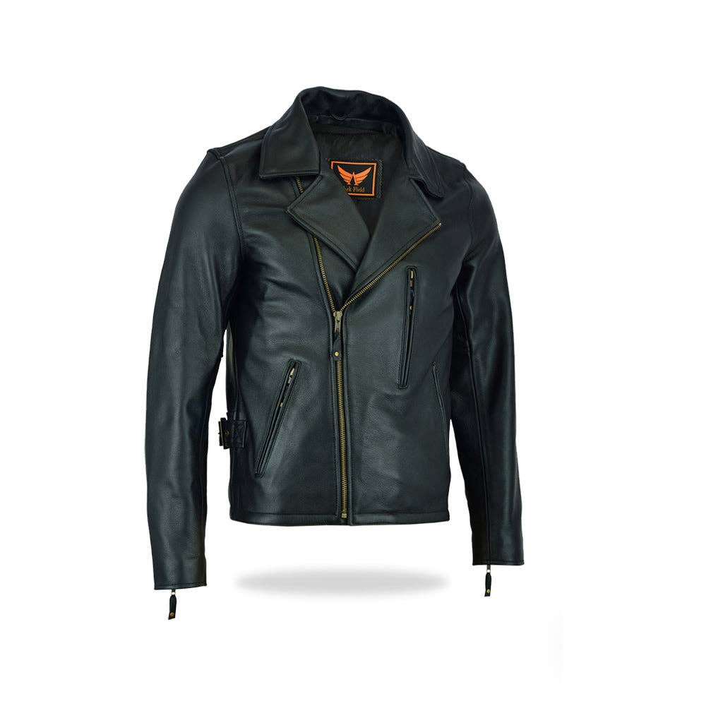 Mens Motorcycle Biker Style Jacket - Cowhide Milled Leather Jacket