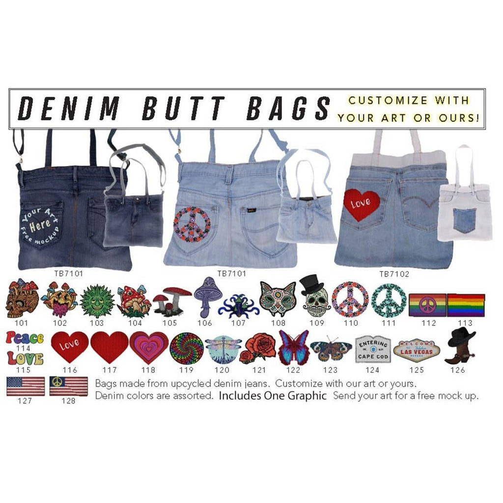 Sunshine Joy - Unique Denim Jean Butt Bag Shoulder Hand Bag Upcycled