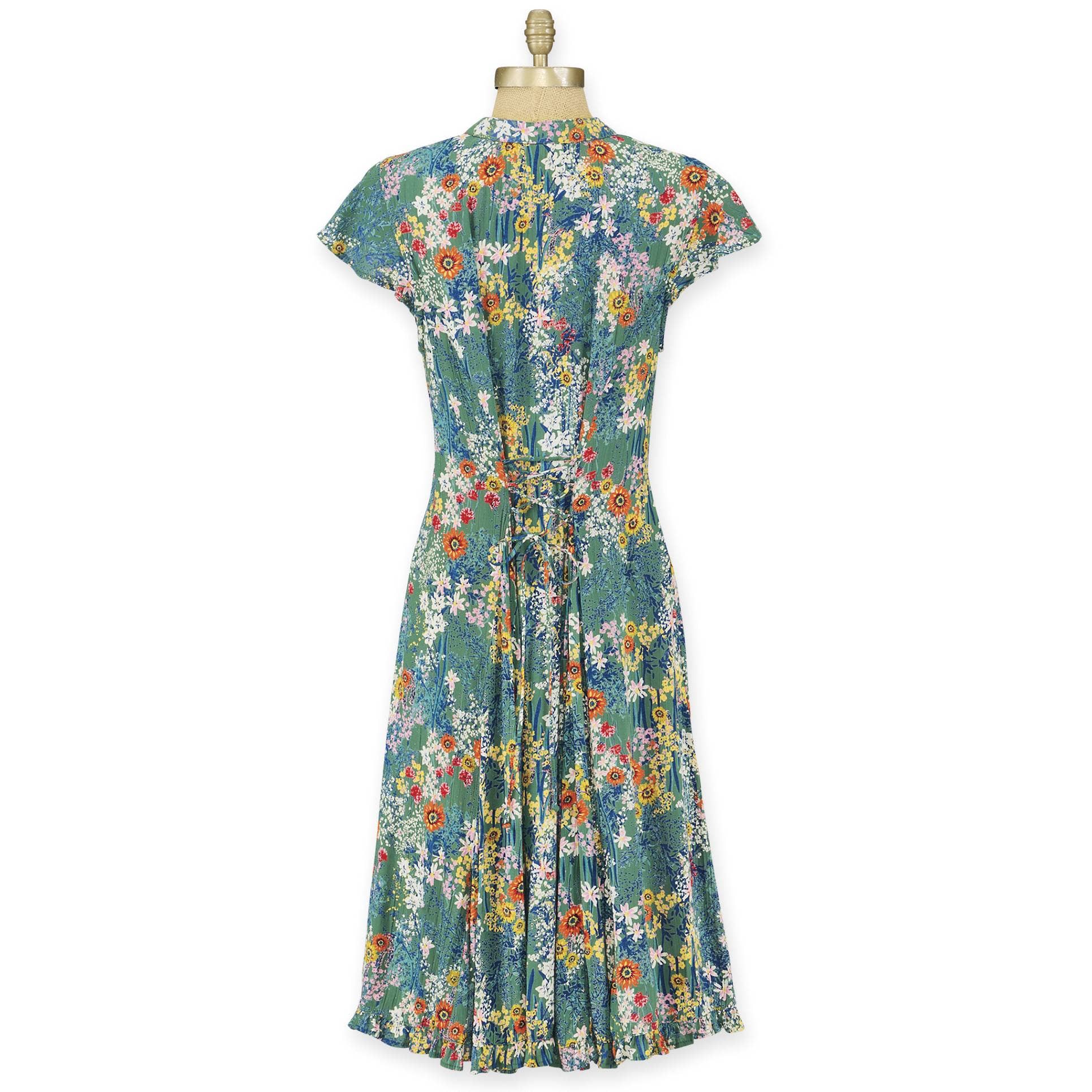Back in the Saddle - Floral Emboriderd Tie Back Dress
