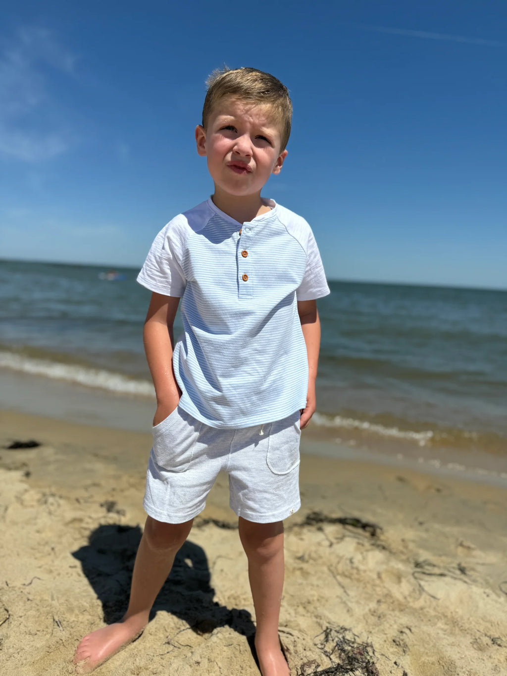 ME AND HENRY BLUEPETER White Ribbed Shorts