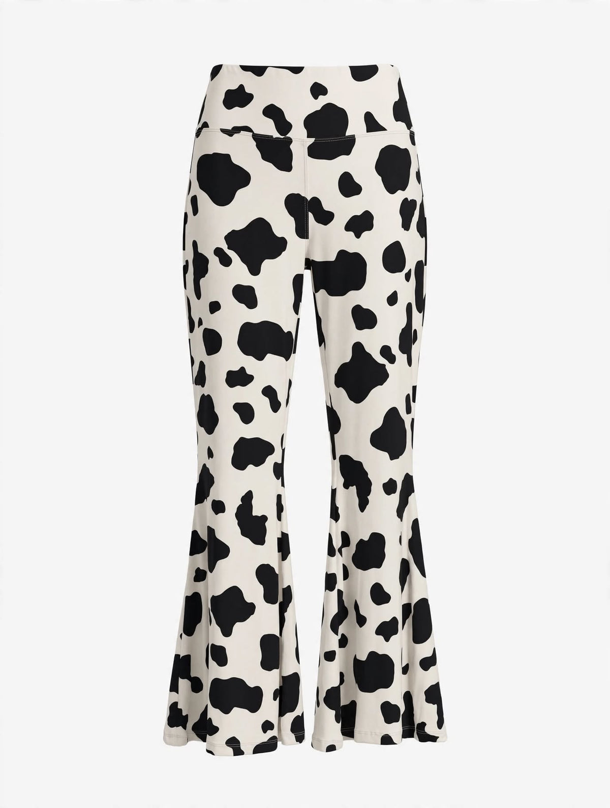 Curvy Cow Print Flare Leggings - Soft Butter Knit