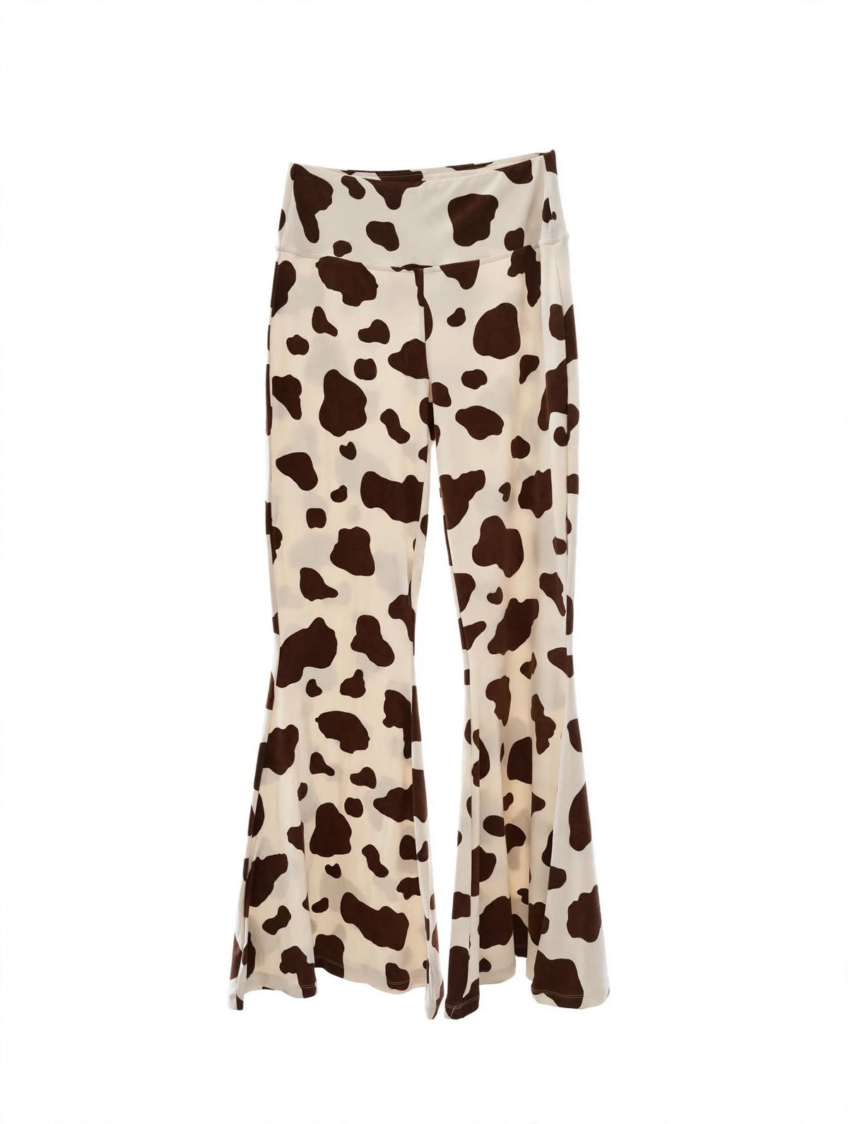 Curvy Cow Print Flare Leggings - Soft Butter Knit