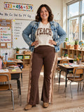 Western Fringe Flare Pants - Bleach Dye + Tassel Curvy Teacher Fave