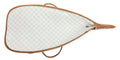Distinctive hair-on hide rifle case featuring a wrap-around zipper and leather accents, perfect for stylish cowgirls.
