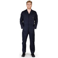 Black unisex long sleeve coverall featuring a front zipper and a relaxed fit, perfect for work or casual wear.