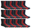 Assorted crew socks in black, navy, and red with ankle cuff design, perfect for casual or sport activities.