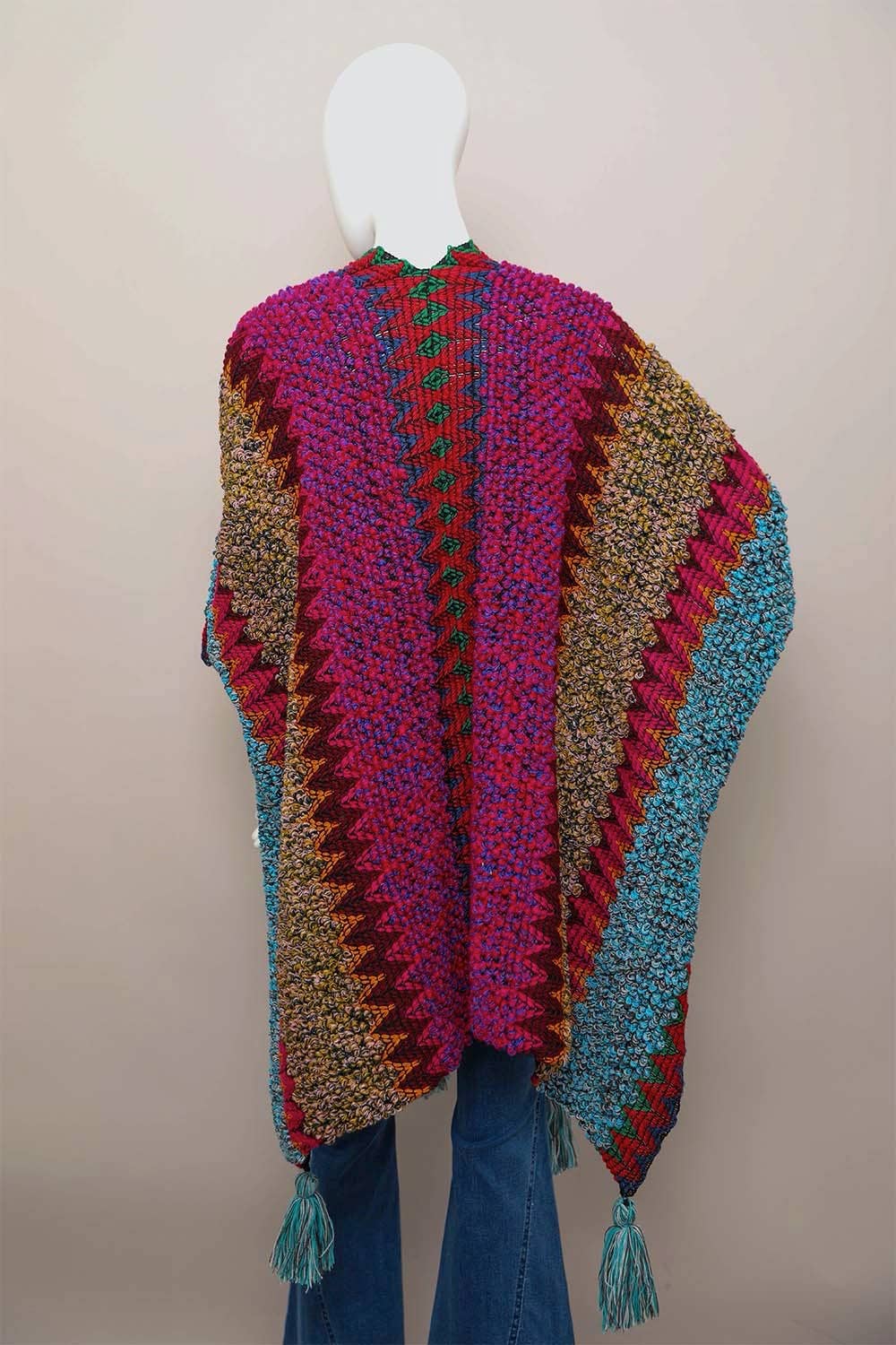Leto Accessories - Plus Size Colorful Crochet Patterned Ruana