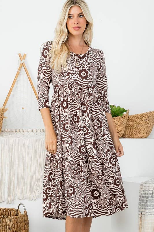 Rose Mellow Fashion - Tiered Midi Dress