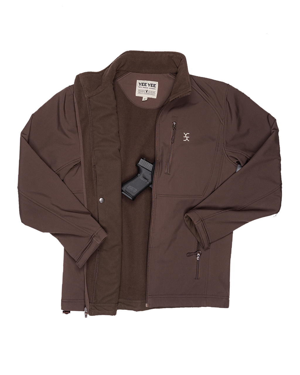 Yee Yee - Chocolate Softshell Jacket with Concealed Carry Pockets