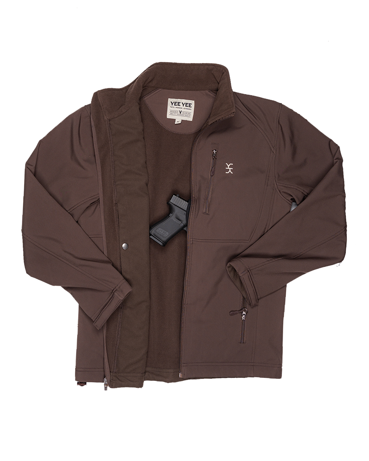 Yee Yee - Chocolate Softshell Jacket with Concealed Carry Pockets