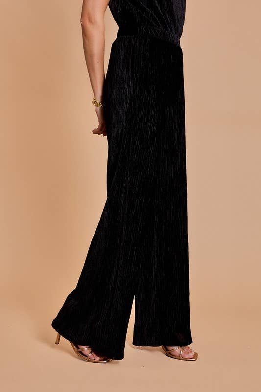 GILLI - COWL NECK TOP AND ELASTIC WAISTBAND WIDE PANTS