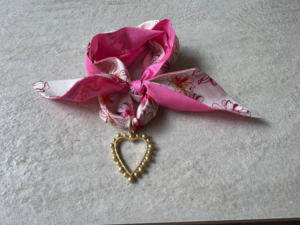 Loulu Designs - Blush Blossom Heart Scarf Necklace