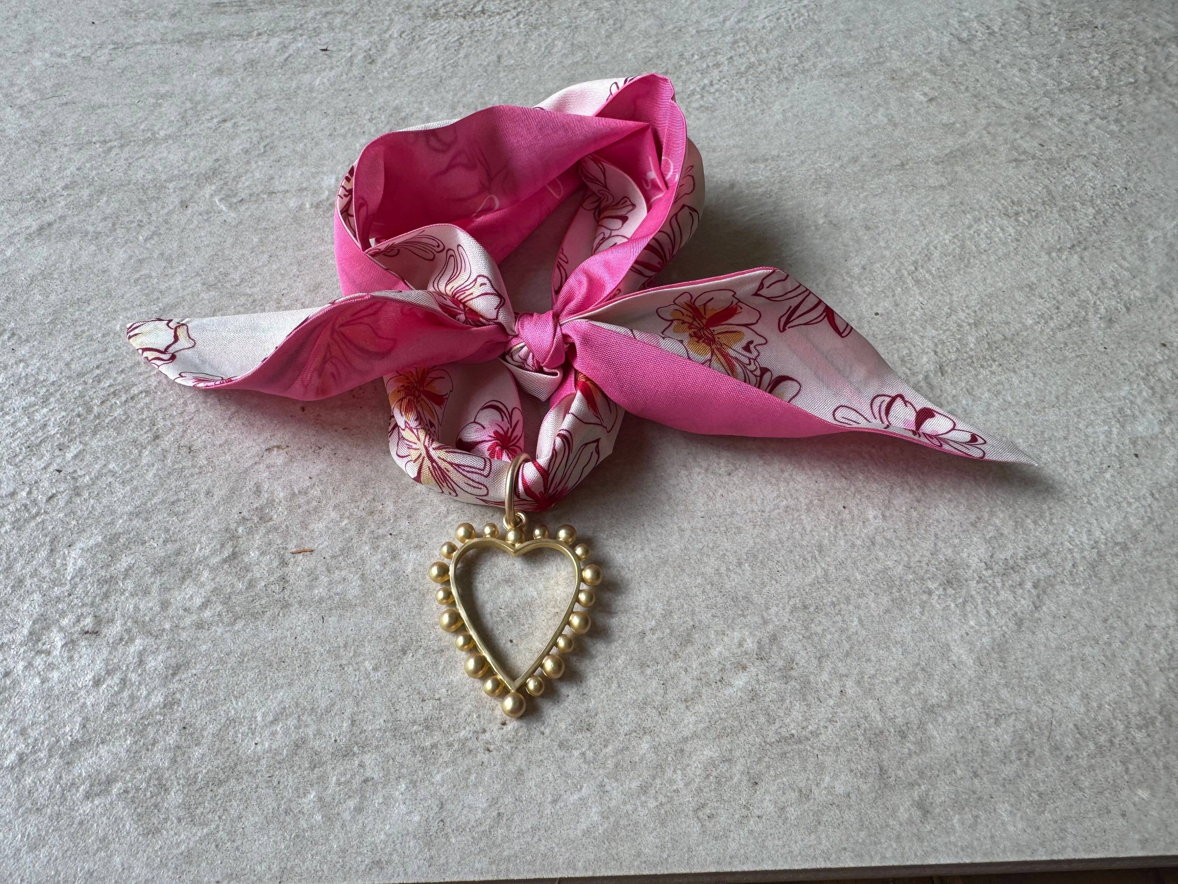 Loulu Designs - Blush Blossom Heart Scarf Necklace