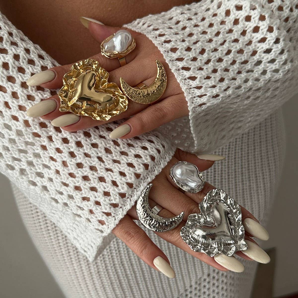 ACCITY - NEW WRINKLED THREE-DIMENSIONAL LOVE ALLOY RING_CWMM3241