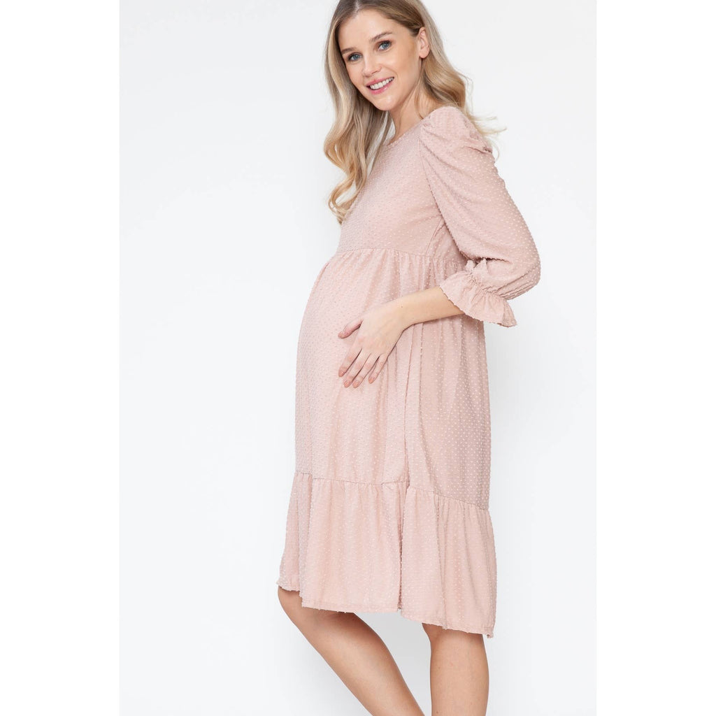 Story Teller - Maternity Easter Bubble Swiss Dot Long Spring Dress