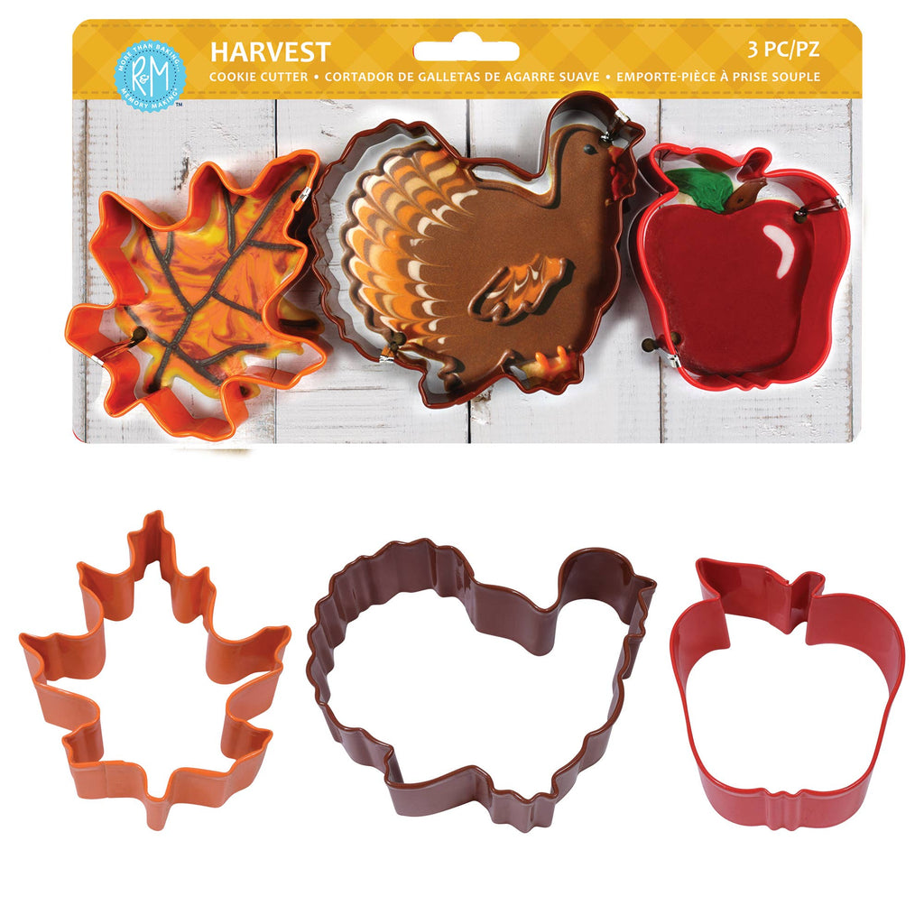 R&M International - Harvest 3 PC Color Cookie Cutter Carded Set
