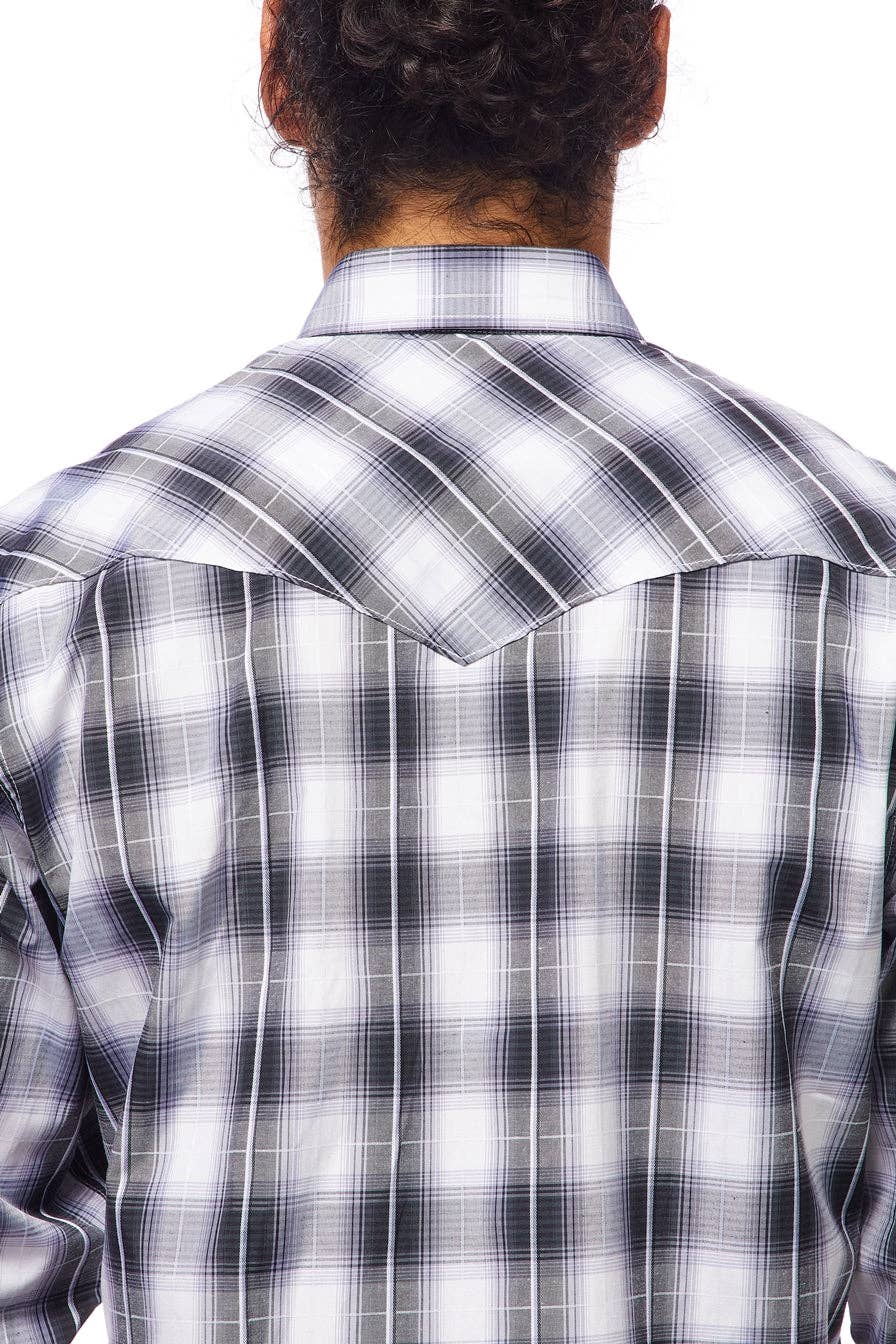 Rodeo Clothing - CHEMISES À MANCHES LONGUES ET BOUTONS-PRESSION WESTERN À CARREAUX POUR HOMMES RODEO CLOTHING