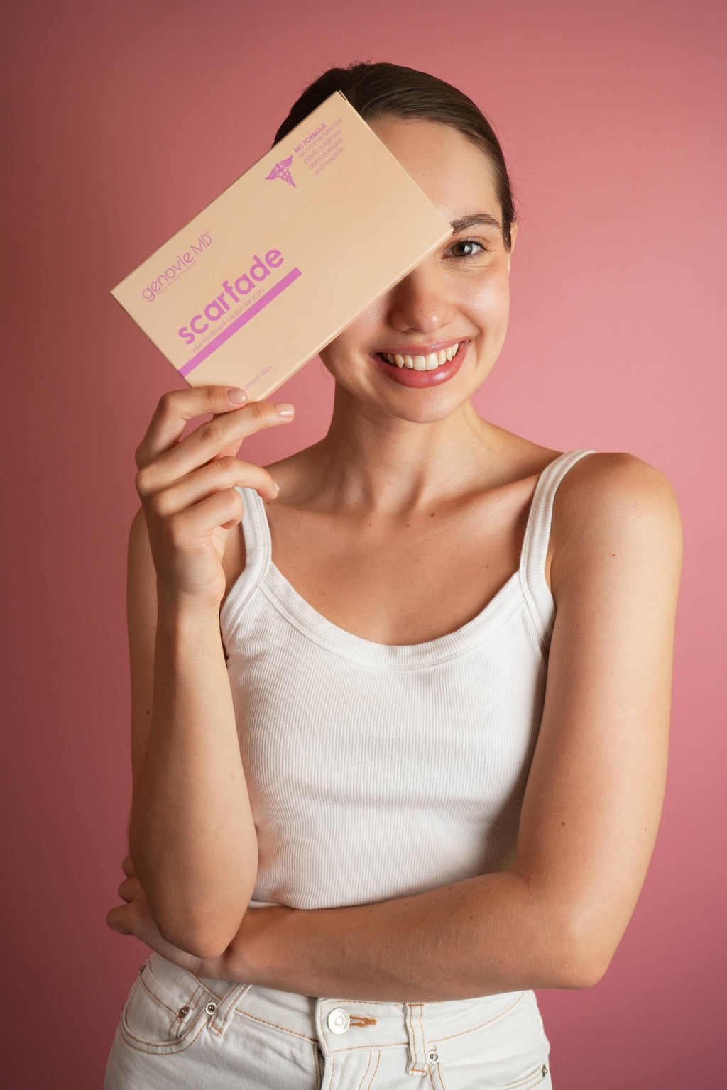 A package of Scarfade Scar Sheets featuring four medical-grade silicone strips designed to help fade scars.
