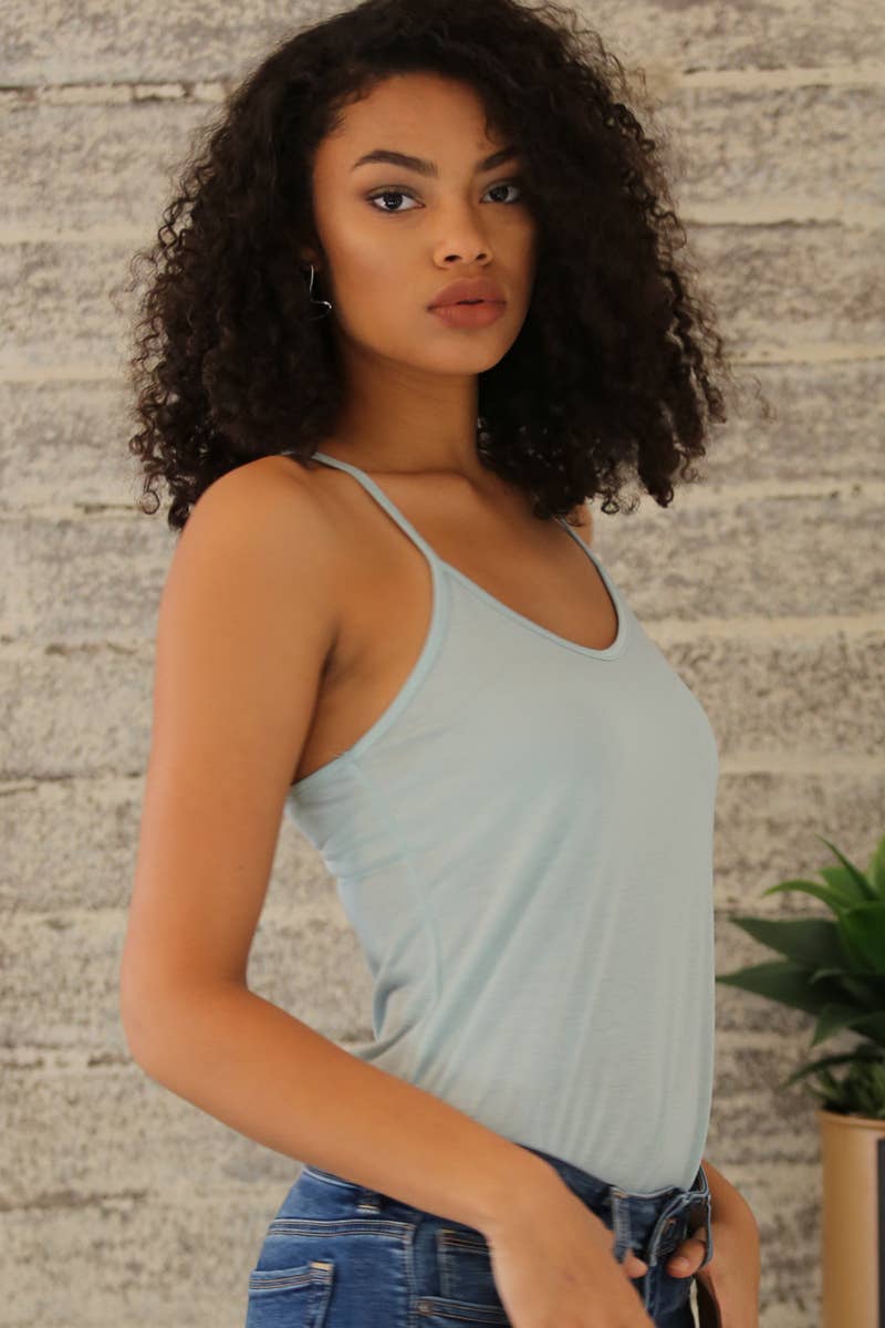 ANGIE - X2543-ASIS ROUNDED HEM RACER BACK CAMISOLE TANK TOP