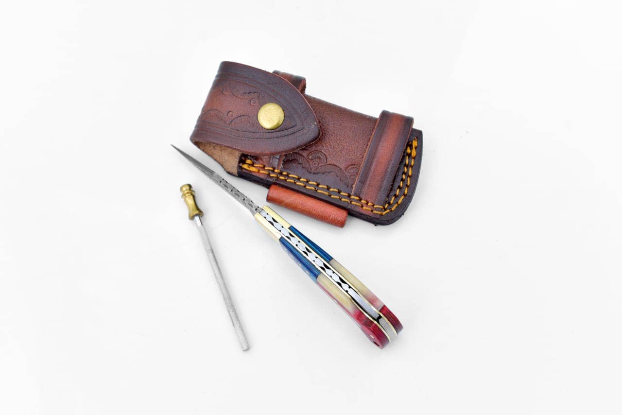 Titan International - Damascus steel pocket knife Limited Run Titan Patriot TF-055