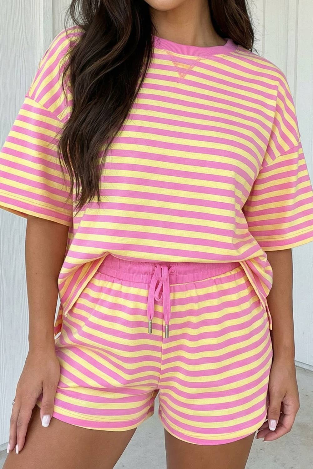 LA Society - Ensemble short en tissu éponge avec bord contrastant