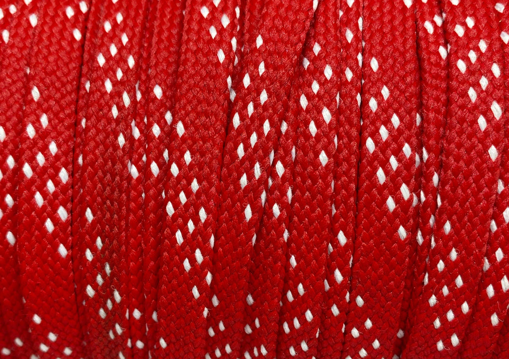 The Shoelace Factory - Premium Flat Red w/White Accents Classic Shoelaces