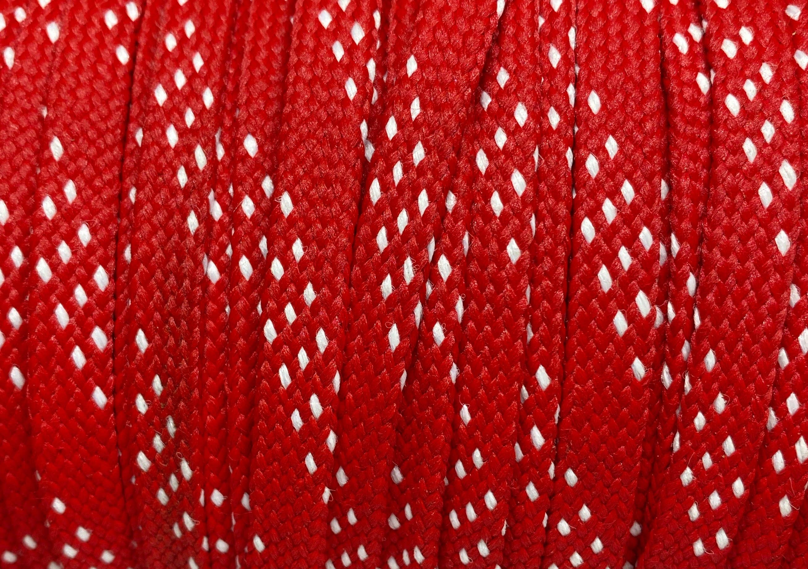 The Shoelace Factory - Premium Flat Red w/White Accents Classic Shoelaces