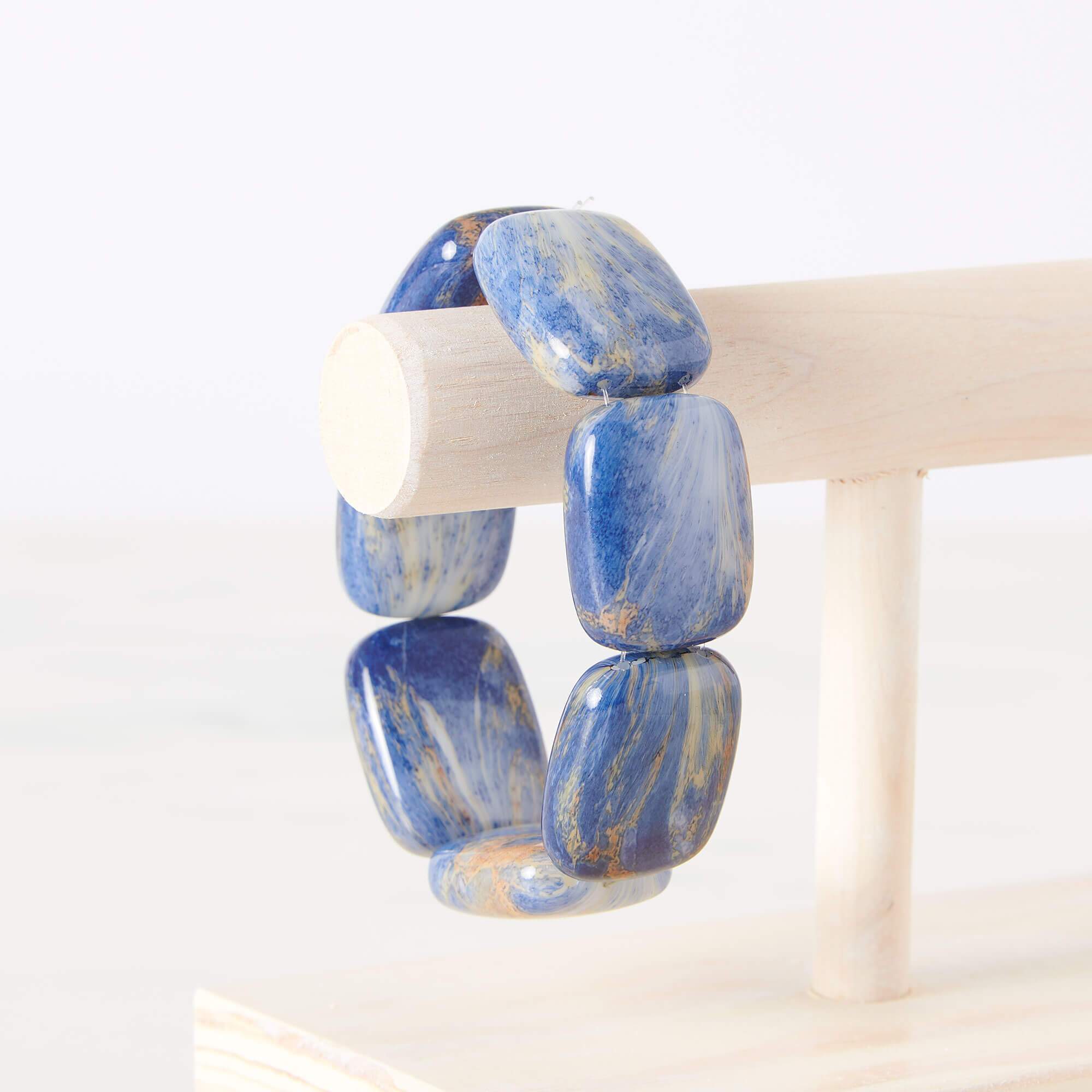 Hot Girls Pearls-Freezable Cooling Jewelry - Blue Lapis Chicklet Cooling Bracelet