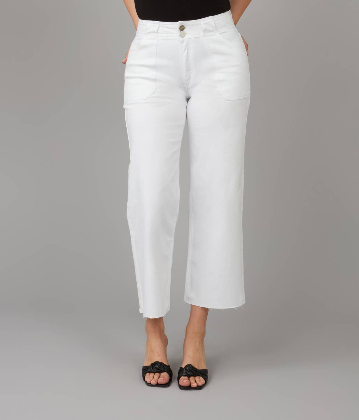 LOLA DENIM - COLETTE-WHT High Rise Wide Leg Jeans 28" Inseam
