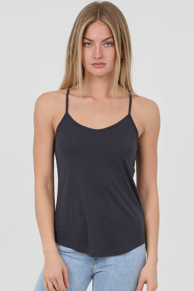 ANGIE - X2543-ASIS ROUNDED HEM RACER BACK CAMISOLE TANK TOP