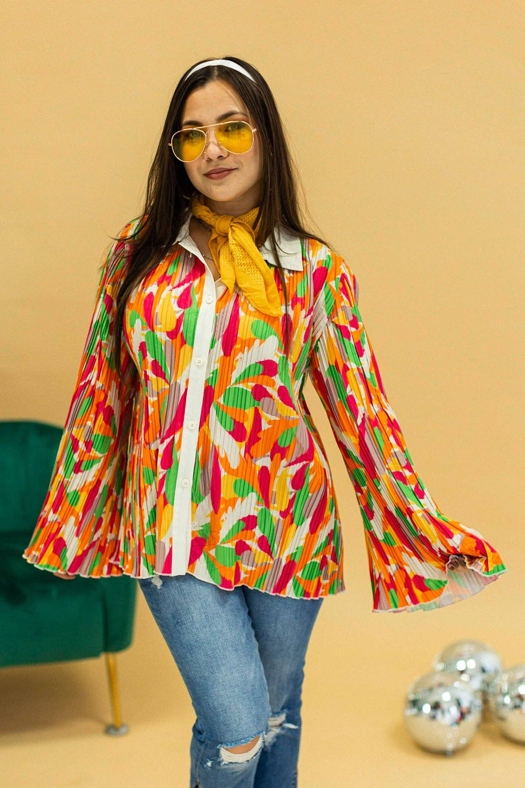 GRACE+EMMA by Southern Grace - Pleats and Petals Flare Sleeve Top