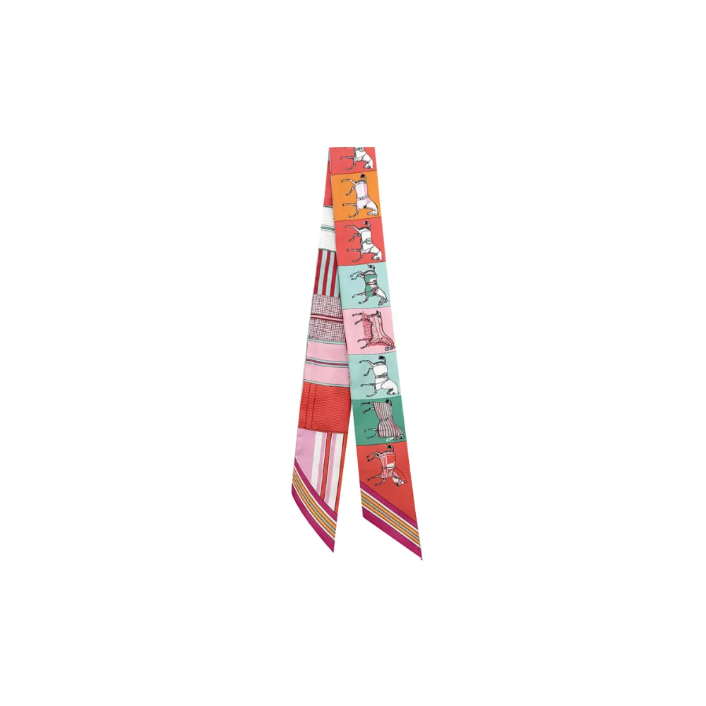 Scarlett Scarf Necklace Multi Color Horse Pattern with White Heart