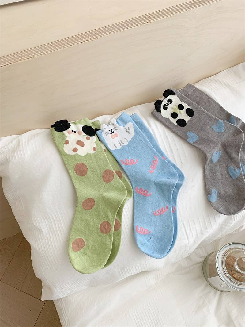 Cartoon Animal Patterns Themed Crew Socks