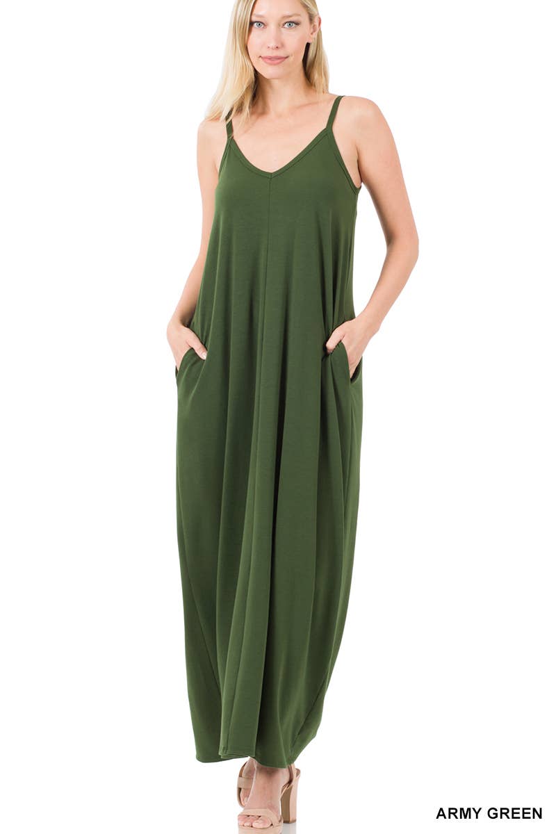 42POPS - V-NECK CAMI MAXI DRESS /w adjustable strap