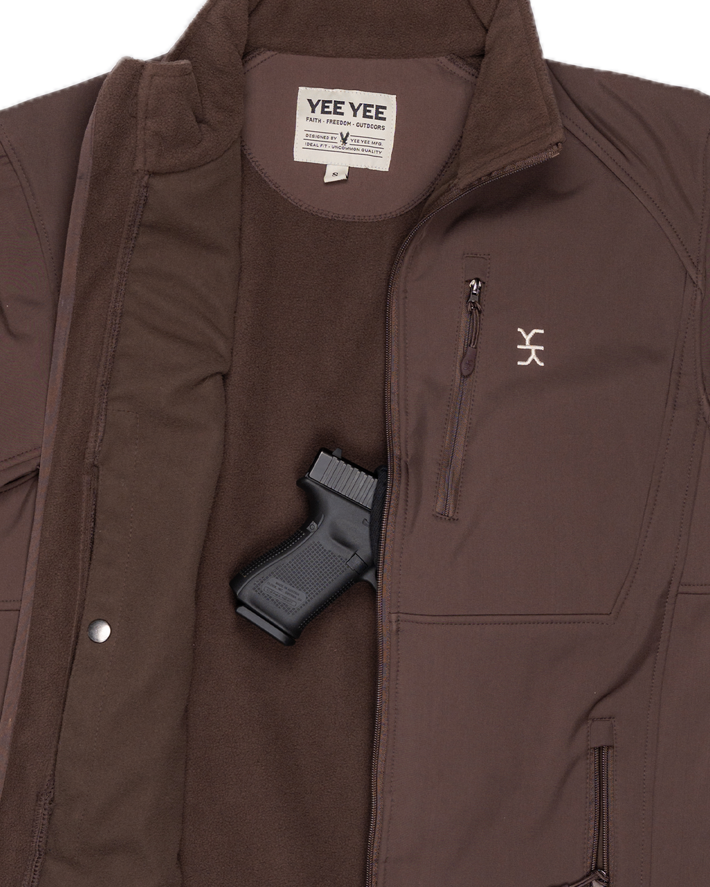 Yee Yee - Chocolate Softshell Jacket with Concealed Carry Pockets
