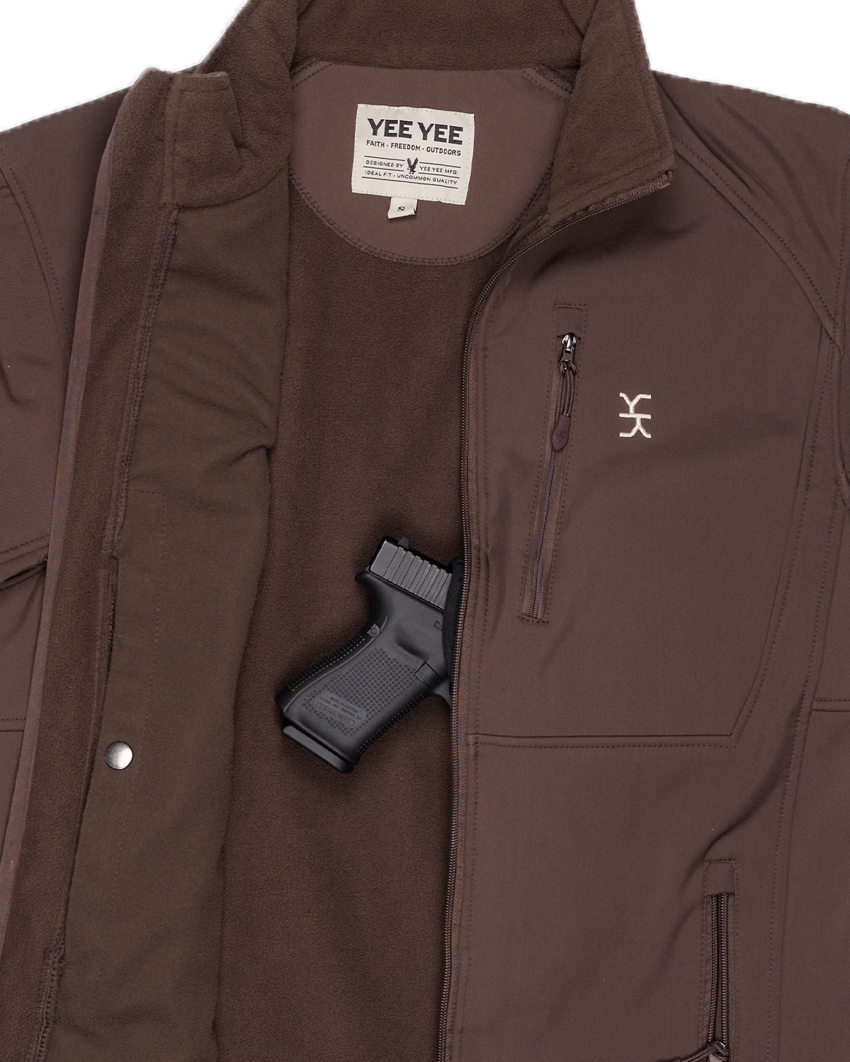 Yee Yee - Chocolate Softshell Jacket with Concealed Carry Pockets